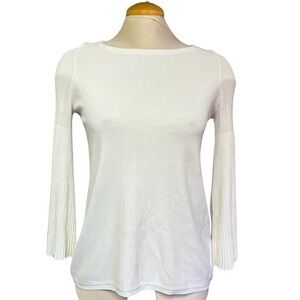 Laura Women's Medium Off White Accordion Pleated Long Sleeve Top